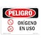 Signmission OSHA Sign, Oxygen In Use Spanish, 10in X 7in Rigid Plastic, 10" W, 7" H, Oxygen In Use Spanish OS-DS-P-710-LS-1513 - alternate 1